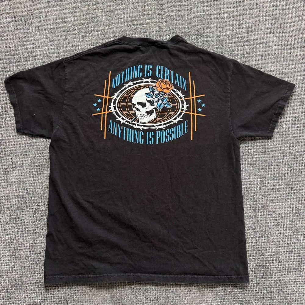 Empyre Skull Rose Graphic Tee Mens Large Black Nothing Is Certain T-Shirt